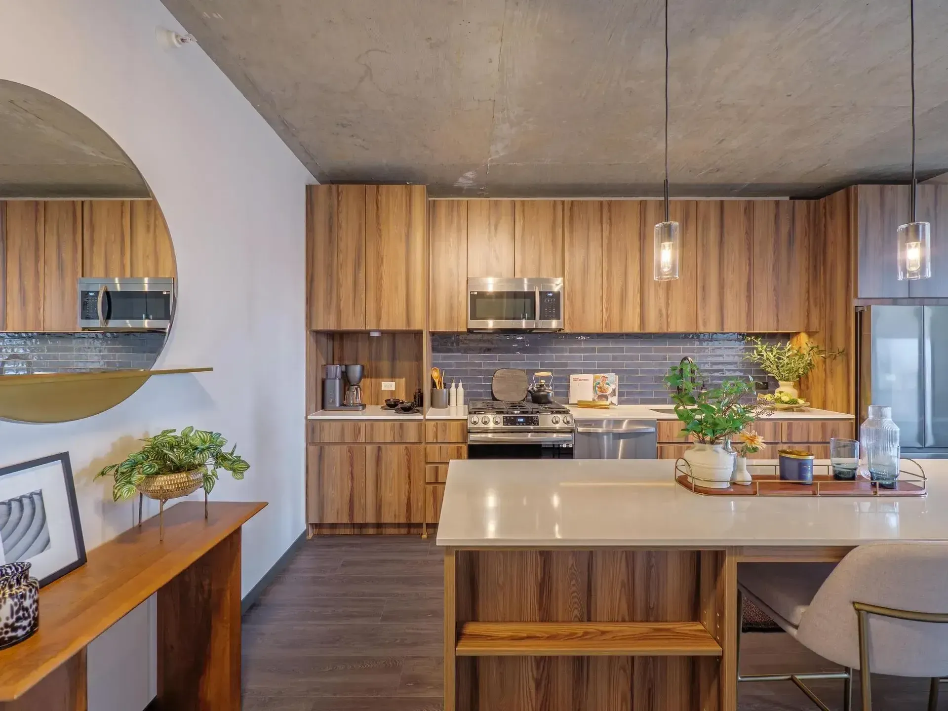 kitchen of an apartment at The Thompson at Fulton Market in Chicago