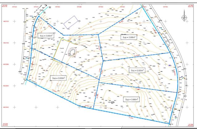 A map of a field with a lot of lines on it