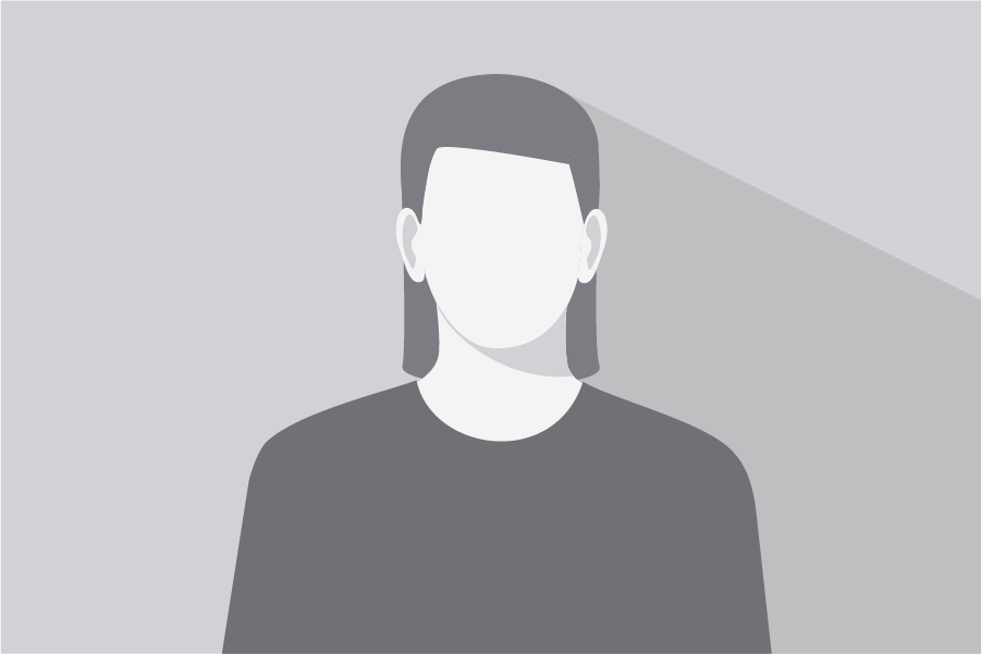 Graue Silhouette eines Mannes mit Brille, Bart und Rundhalsshirt auf grauem Hintergrund.