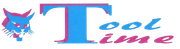 Stylized “Tool Time” logo in pink and blue with a cartoon cat on the left