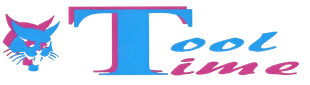 Stylized “Tool Time” logo in pink and blue with a cartoon cat on the left