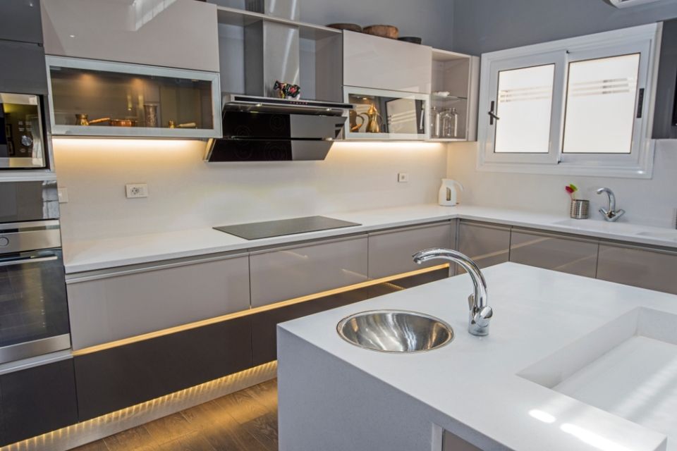 modern kitchen with the amazing lighting