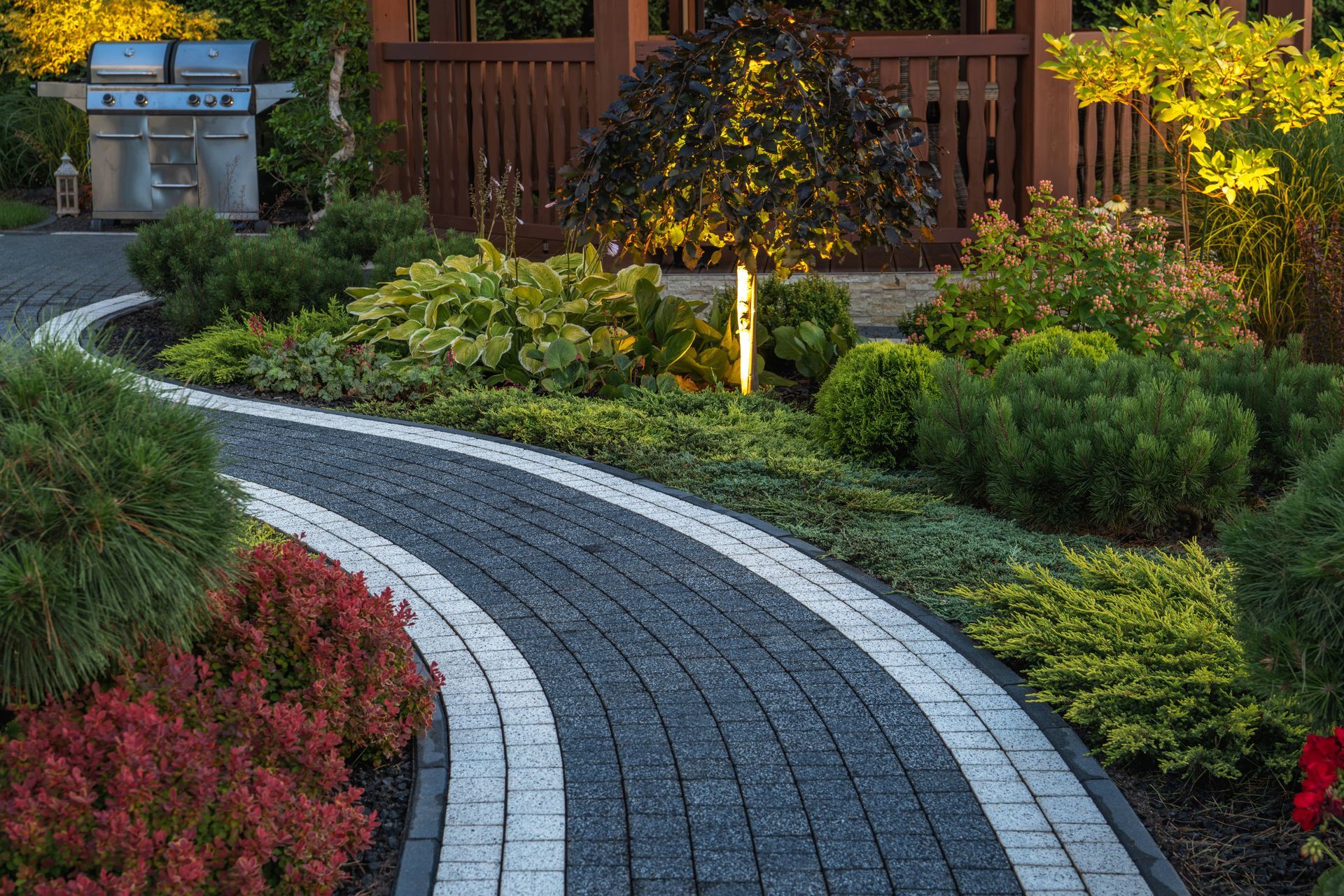 Concrete brick garden pathway for EDM Home Services