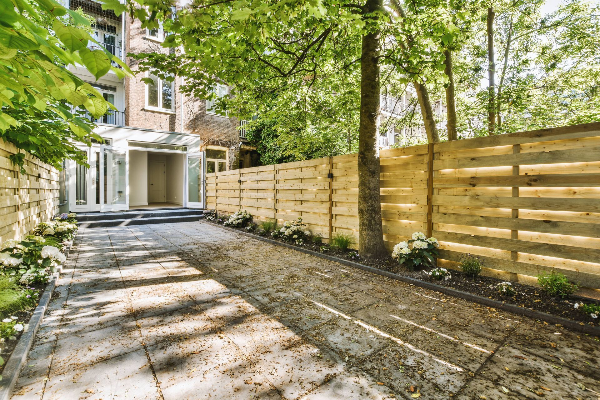 Neat patio with sitting area for EDM Home Services