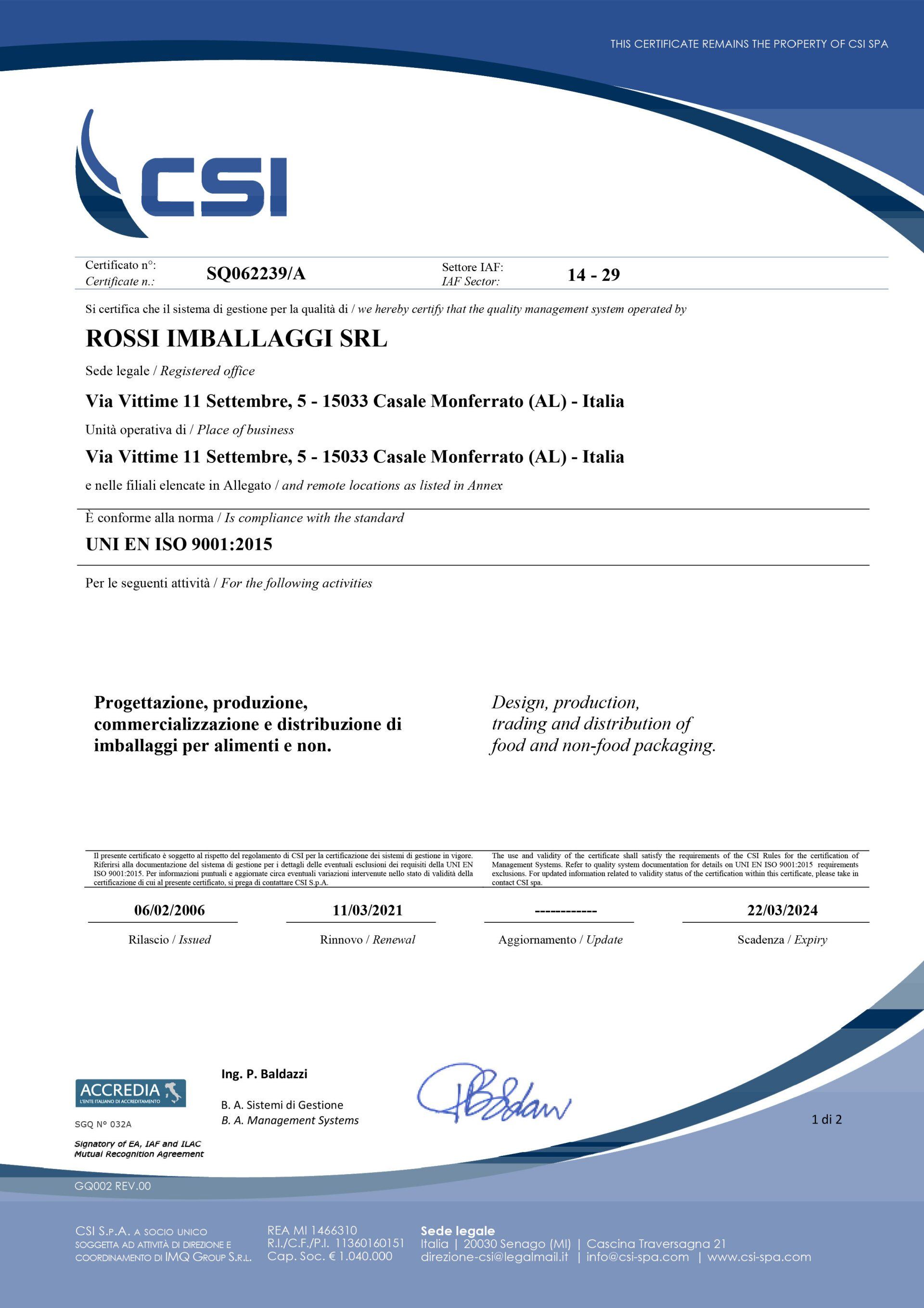 certificazioni di qualità