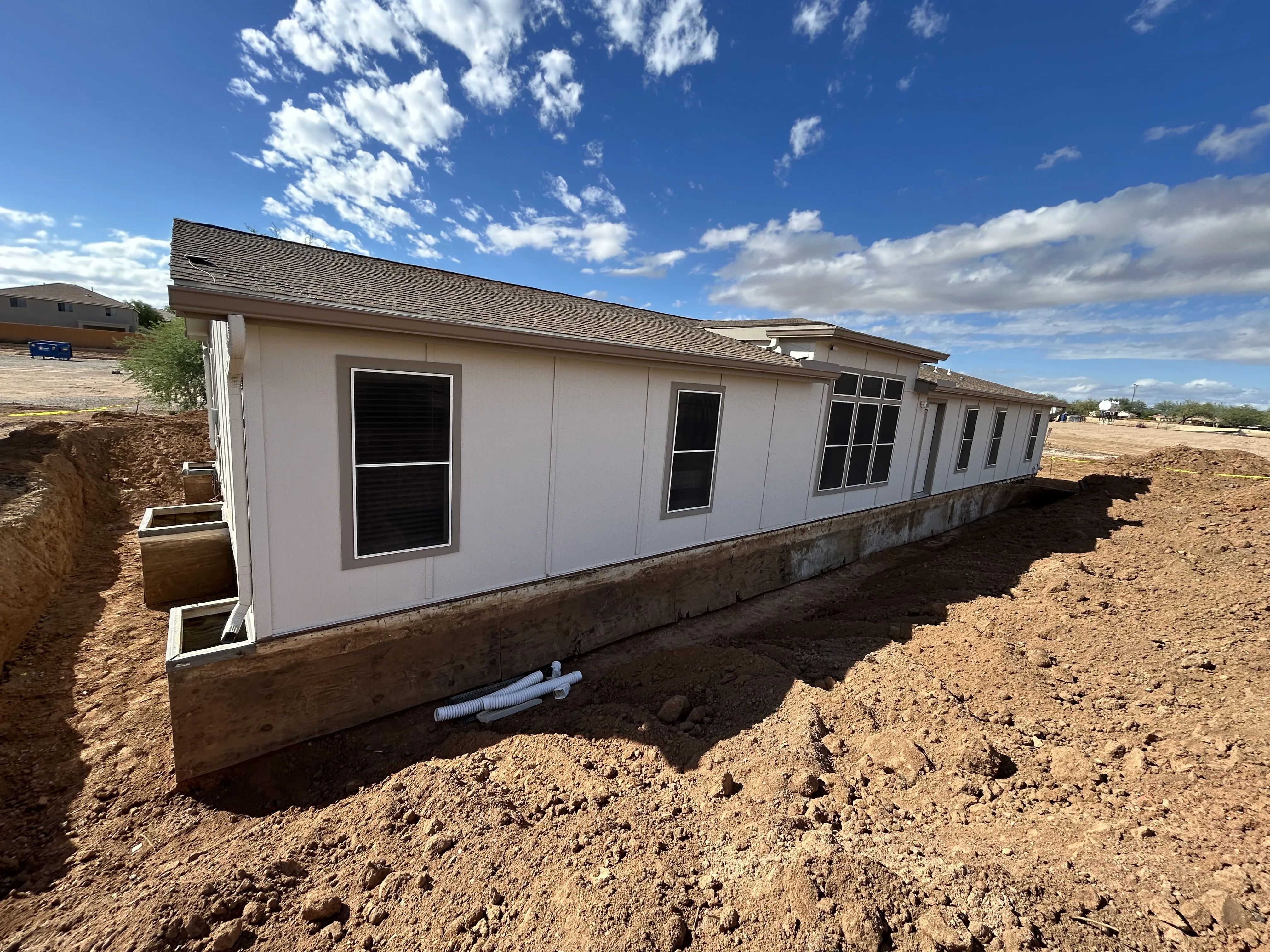 Manufactured home on a new foundation wall in Arizona