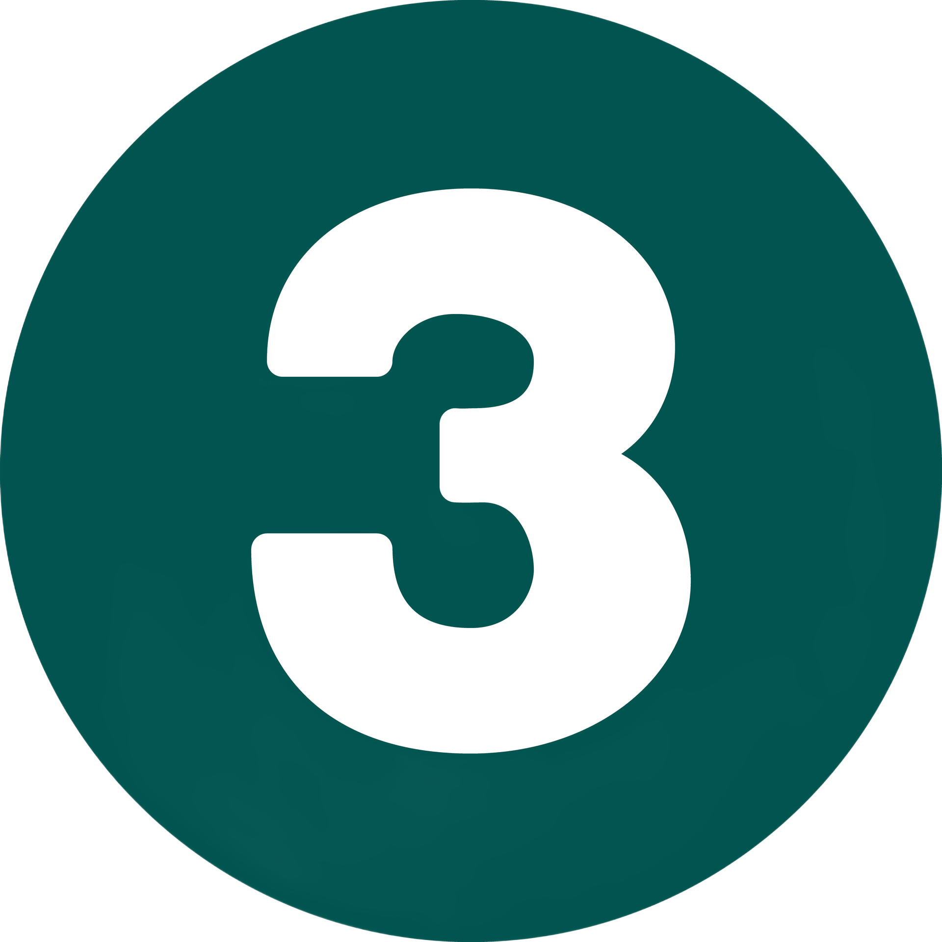 White number 3 inside a dark teal circle