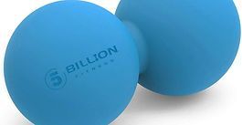 Two blue stress balls with the Billion logo on a white background