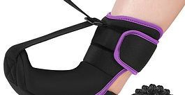 Black and purple adjustable elbow brace with straps