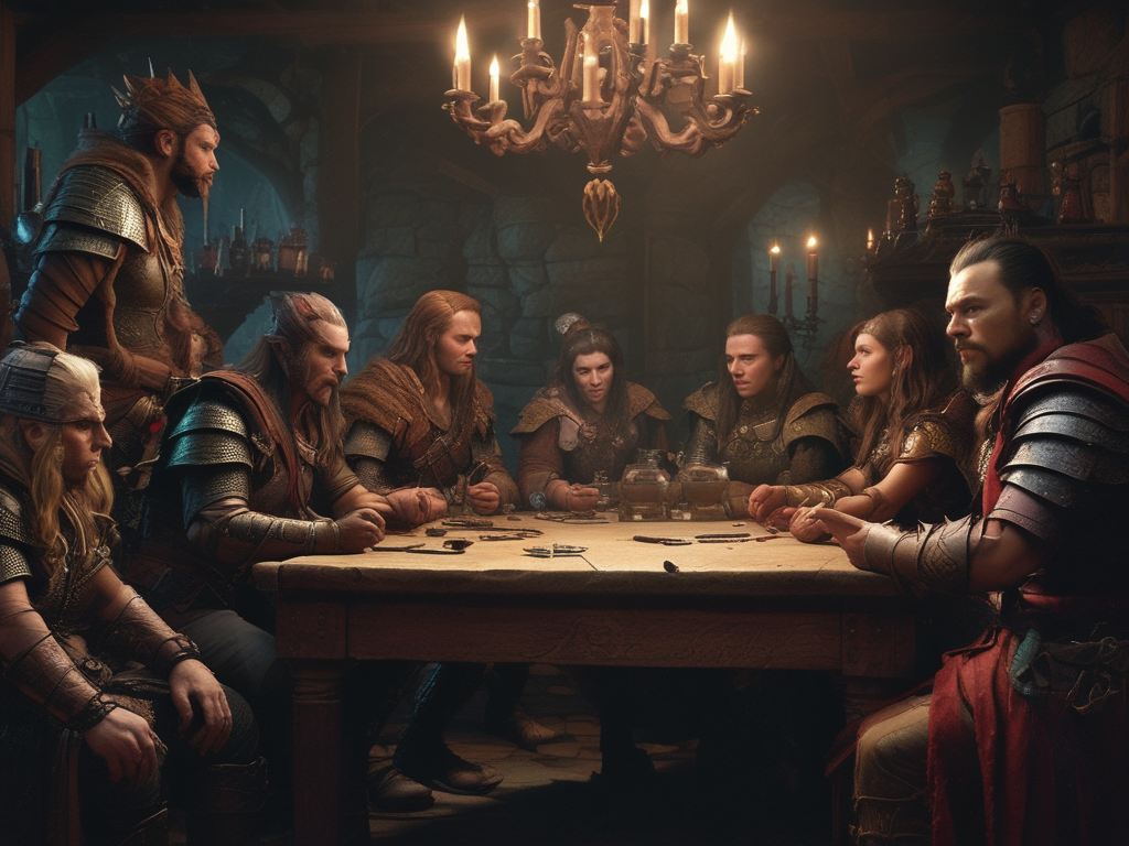 A group of people are sitting around a table playing a game.