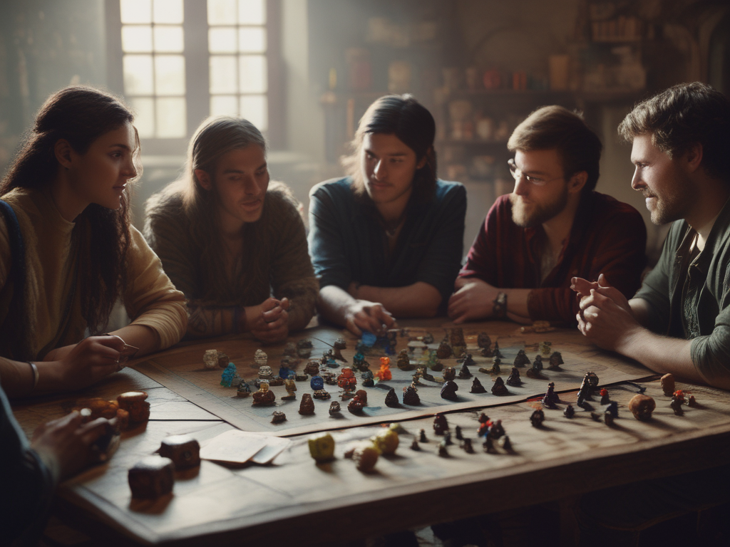 A group of people are sitting around a table playing a board game.