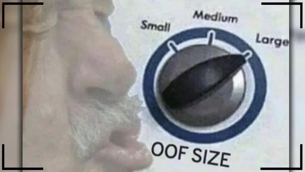 Close-up of a face fading into a dial labeled 