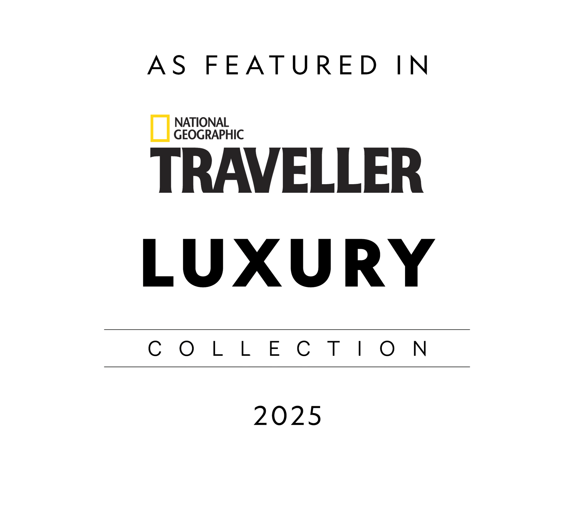 National Geographic Traveller Luxury Collection 2025 badge on a white background