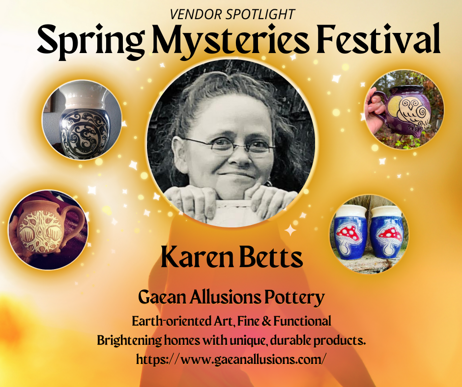 Karen betts is a vendor at the spring mysteries festival