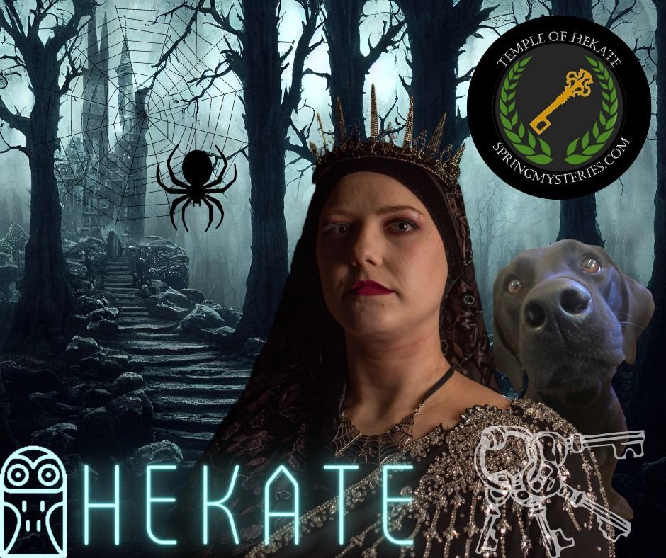 A woman with a crown and the word hekate on the bottom