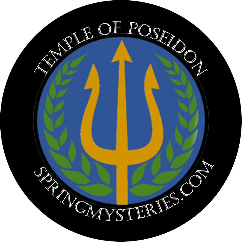A logo for the temple of poseidon springmysteries.com