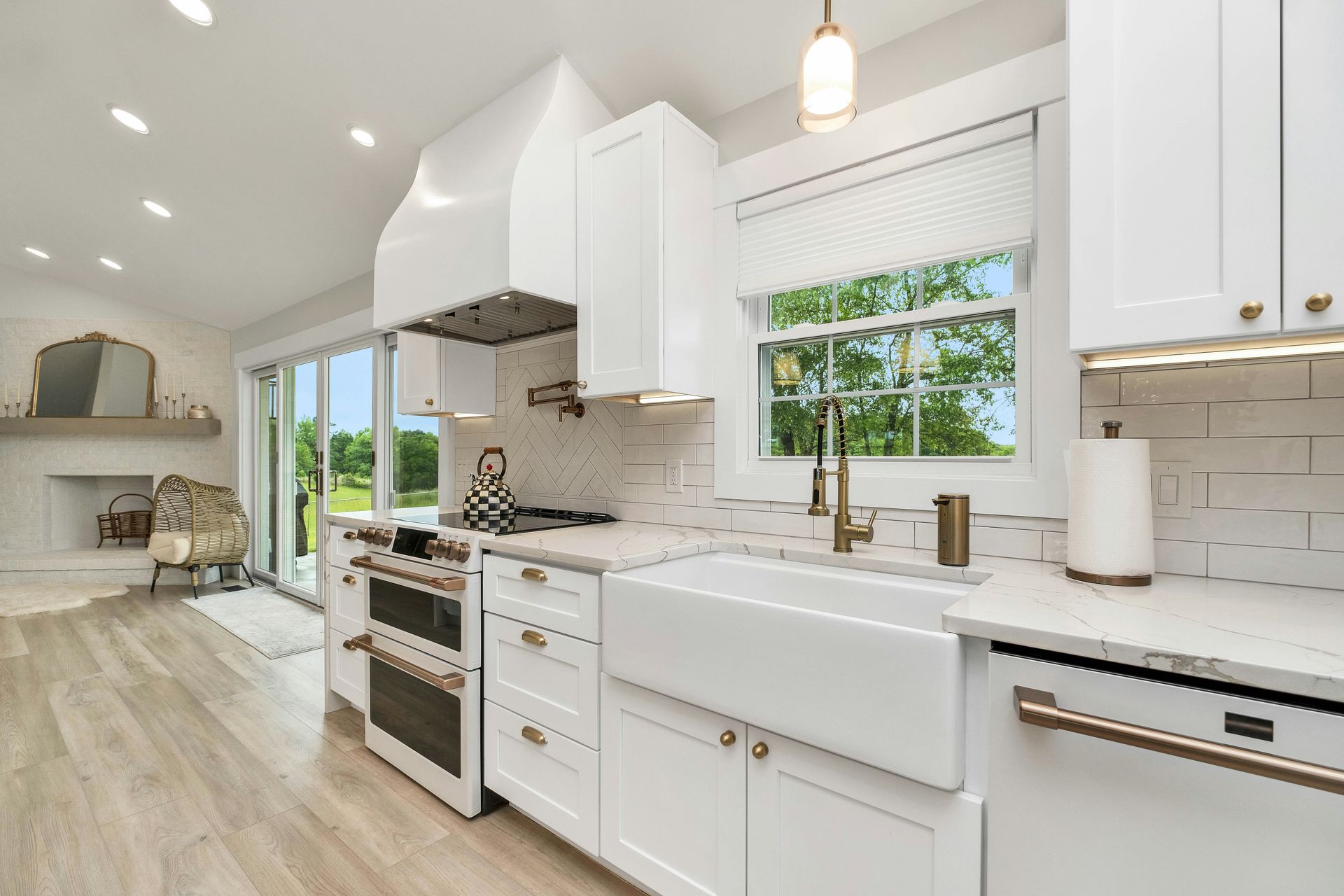 White kitchen with subway tile and island for bathroom and kitchen remodeling in Surprise, AZ