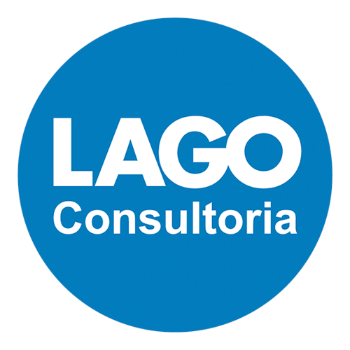 Um logotipo para lago consultoria em um círculo azul