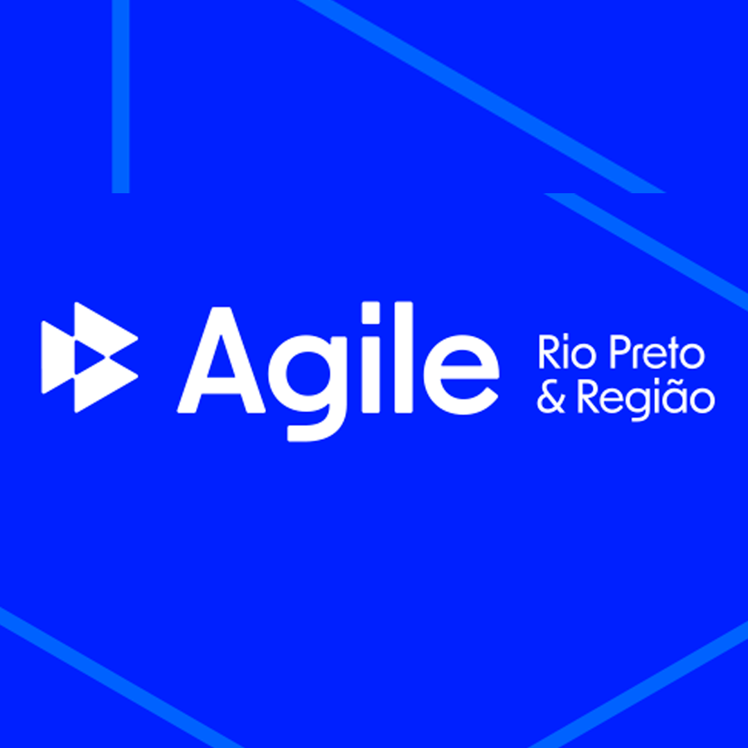 A logo for agile rio preto & regiao on a blue background