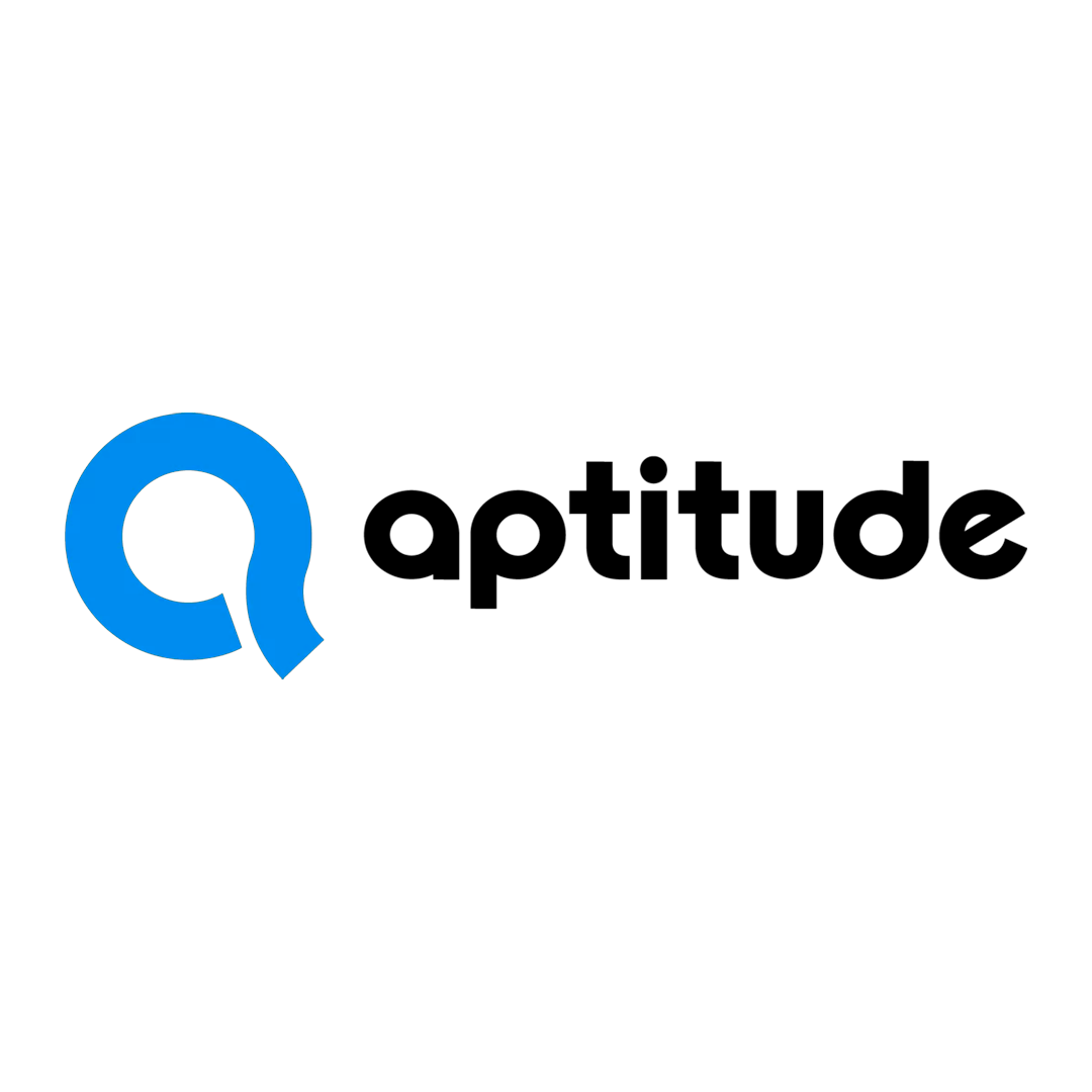 Um logotipo azul e preto para aptidão em um fundo branco.