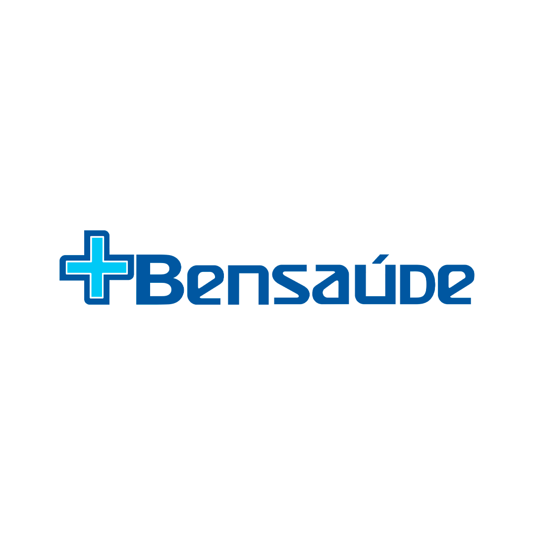 Um logotipo para uma empresa chamada bensaúde com uma cruz azul em um fundo branco.