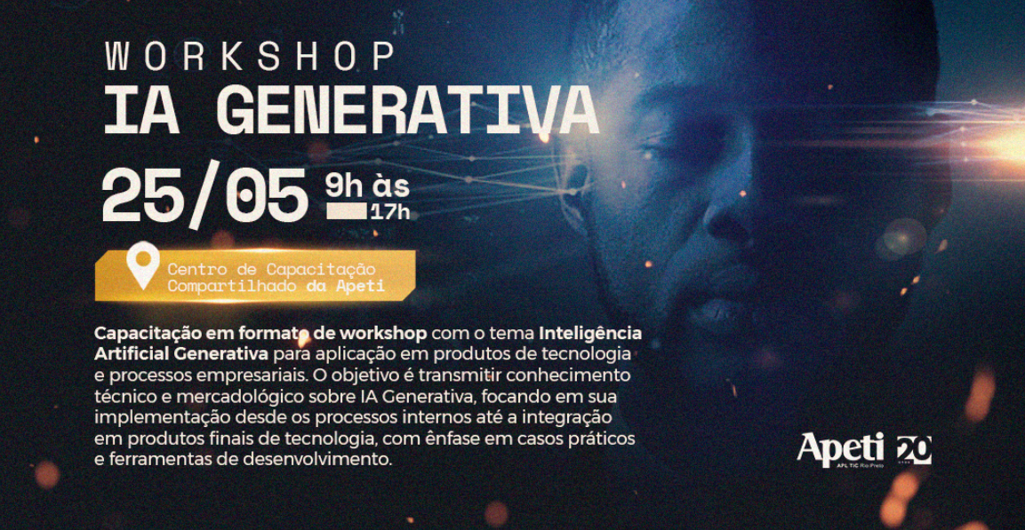 Um anúncio para um workshop chamado ia generativa