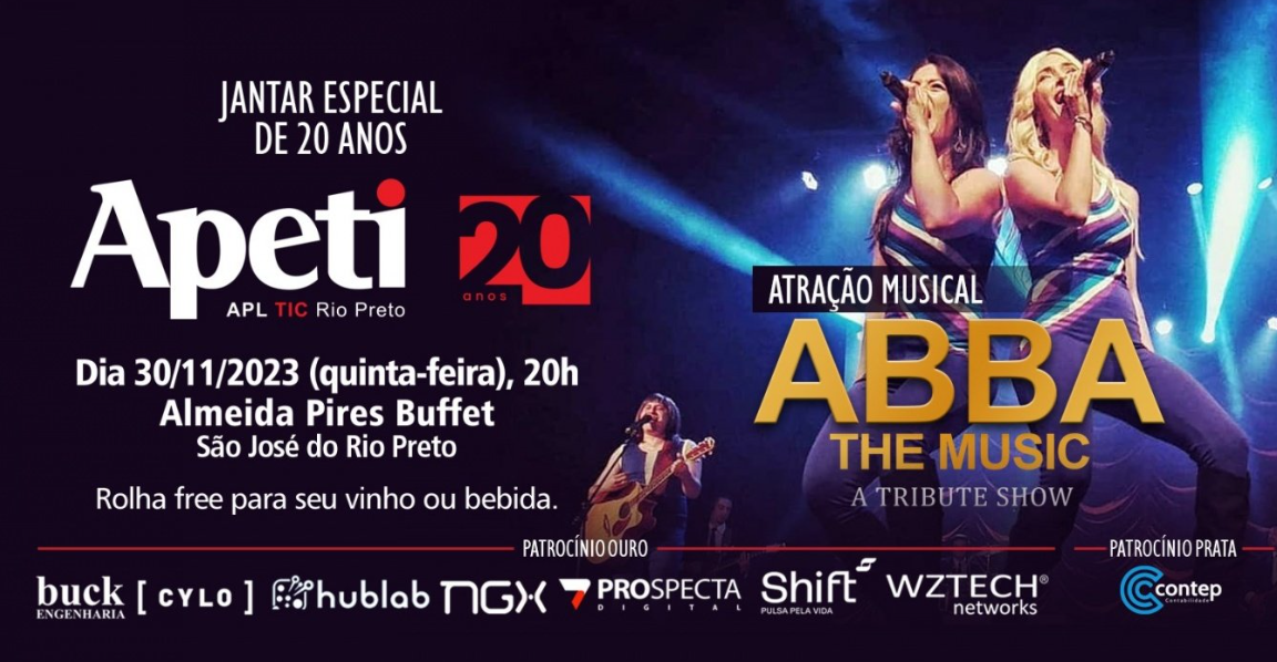Um pôster para um show de tributo ao abba the music