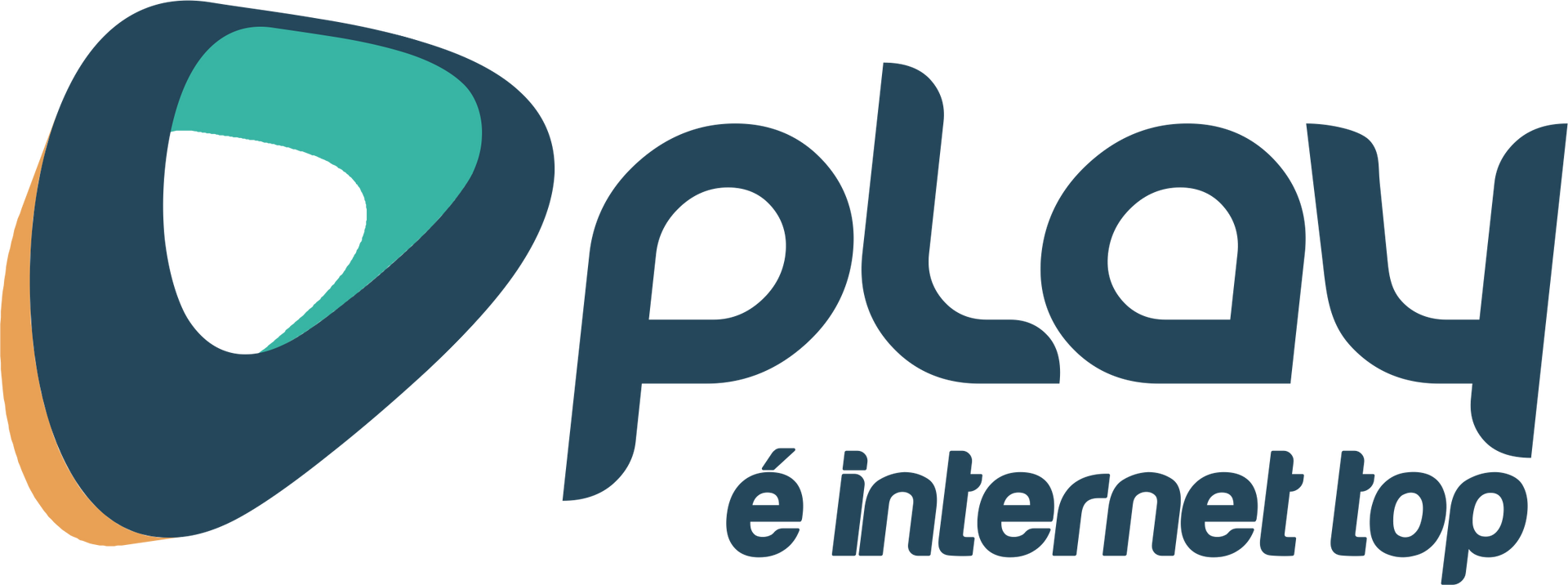 Um logotipo para uma empresa chamada play e internet top