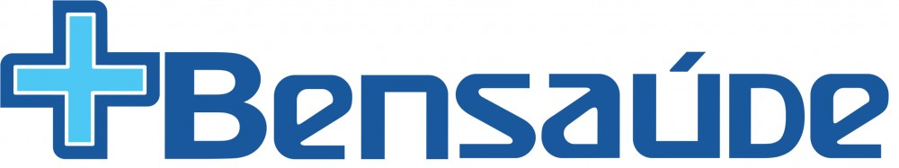 Um logotipo azul para bensaúde com uma cruz no meio