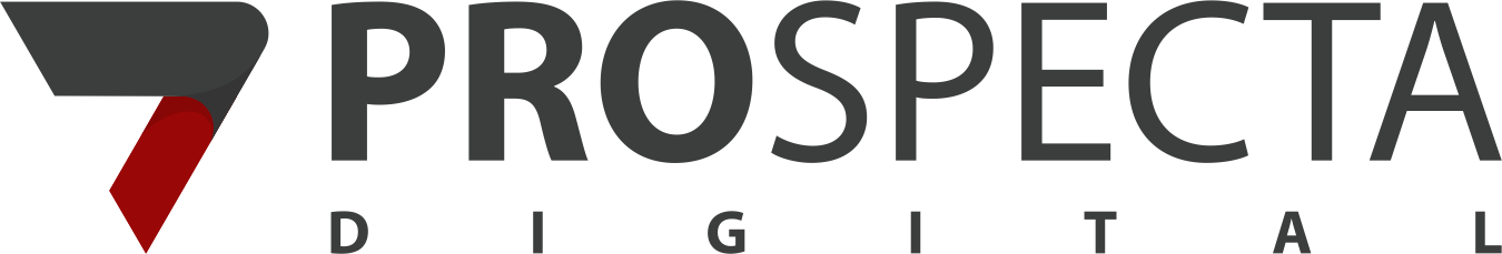 Um close de um logotipo para prospecta digital