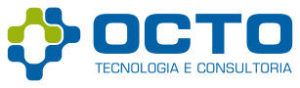 A blue and green logo for octo tecnologia e consultoria