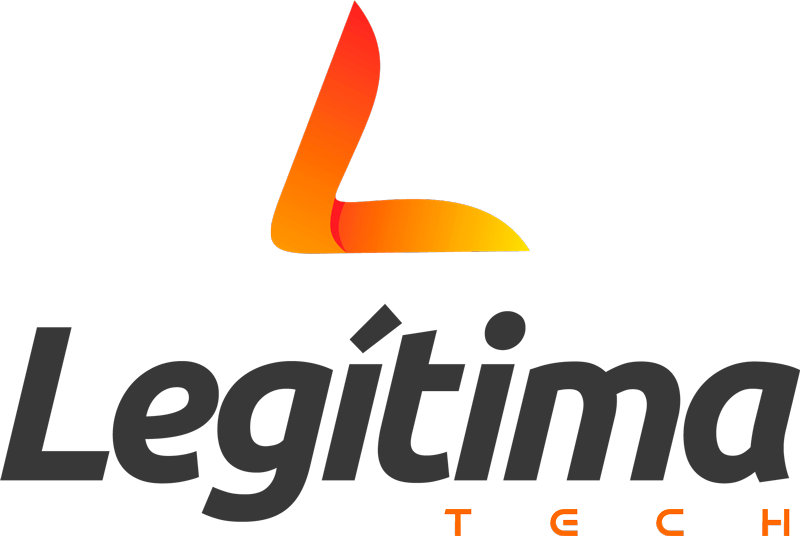 Um logotipo para tecnologia legítima com uma chama no meio