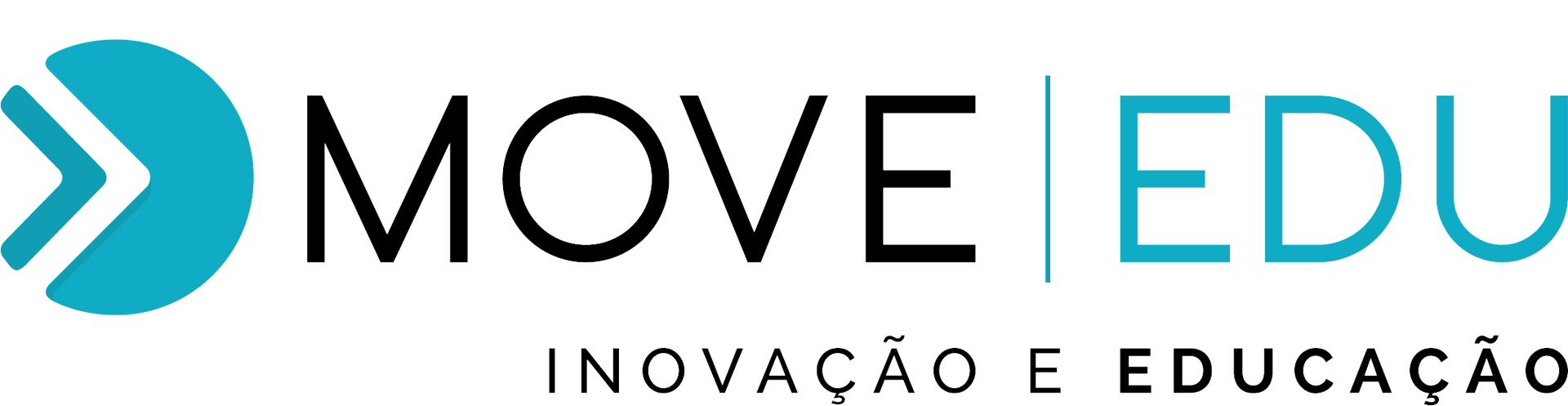 O logotipo da move edu é azul e preto e diz inovação e educação.