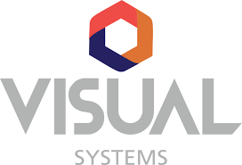 Um logotipo para sistemas visuais com um hexágono no meio