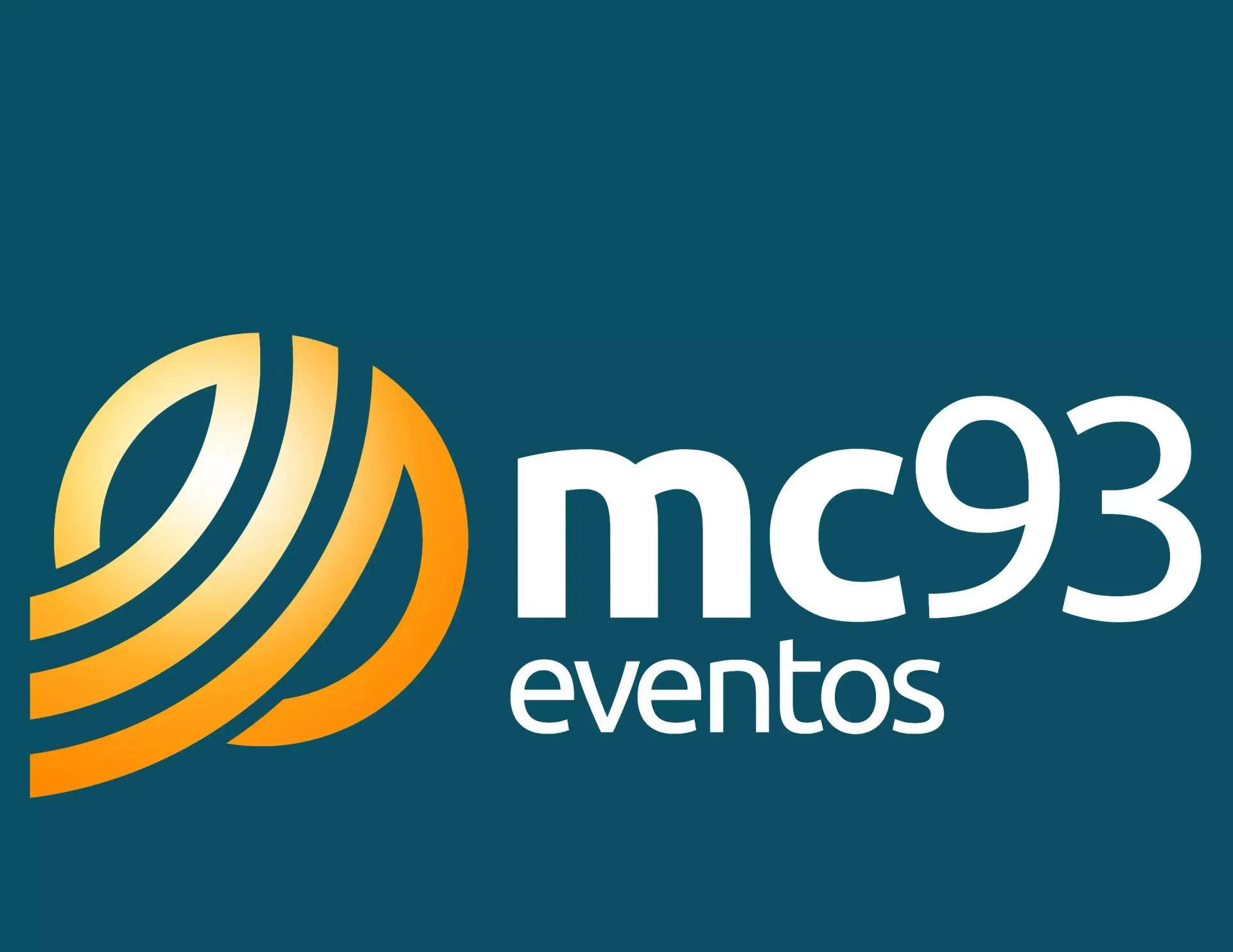 Um logotipo para eventos mc93 em um fundo azul