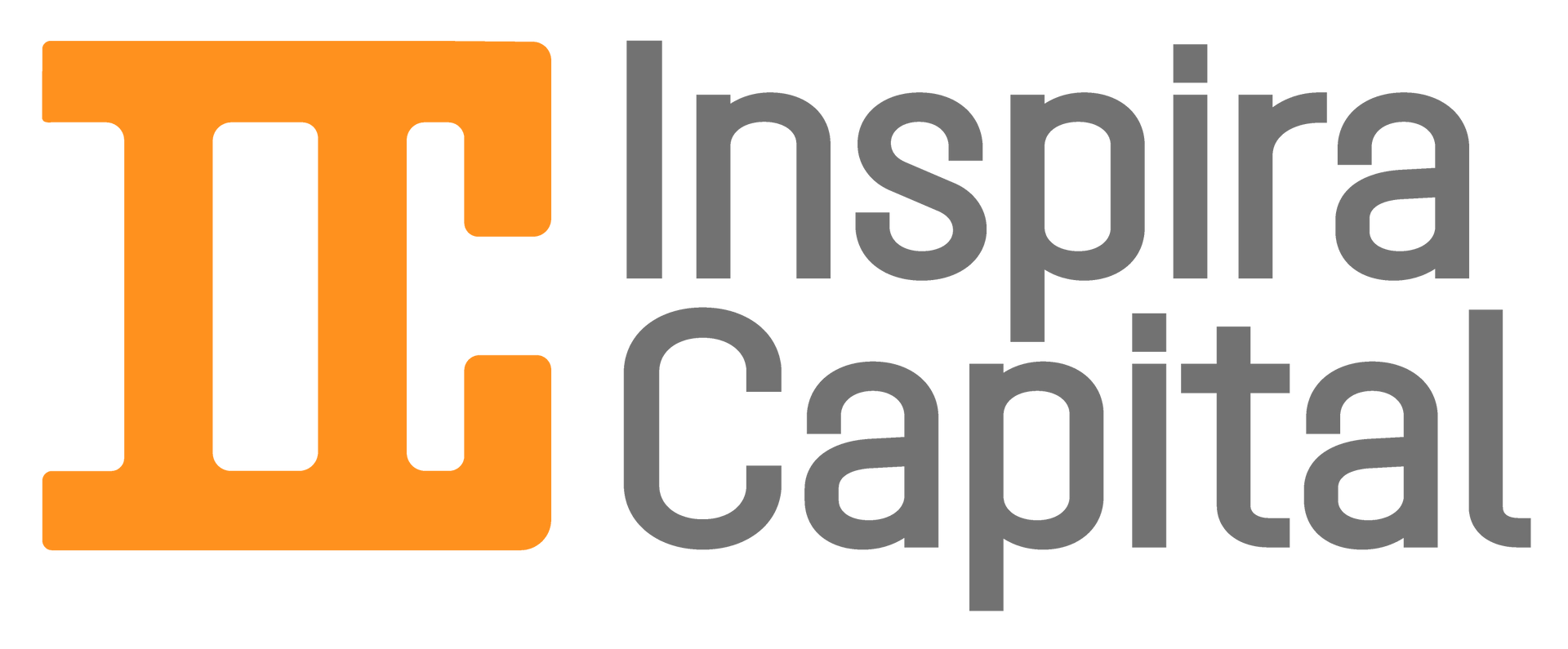 O logotipo da inspire capital é laranja e cinza em um fundo branco.