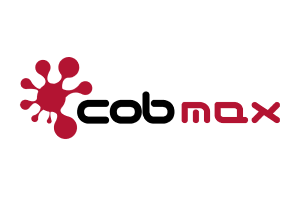 Um logotipo vermelho e preto para cob max