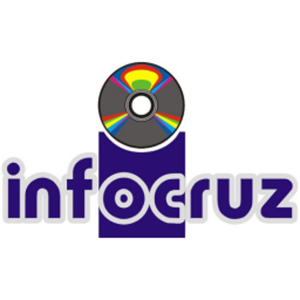 Um logotipo para infocruz com um cd no meio