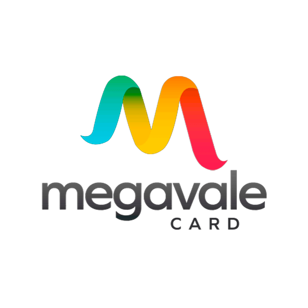 O logotipo do cartão megavale tem um m colorido.