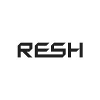 Um logotipo em preto e branco para uma empresa chamada resh.