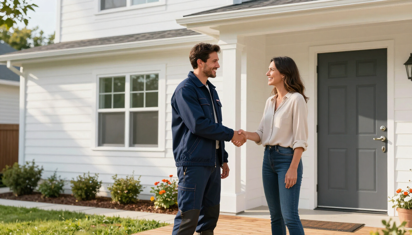 Contractor shaking hands with client