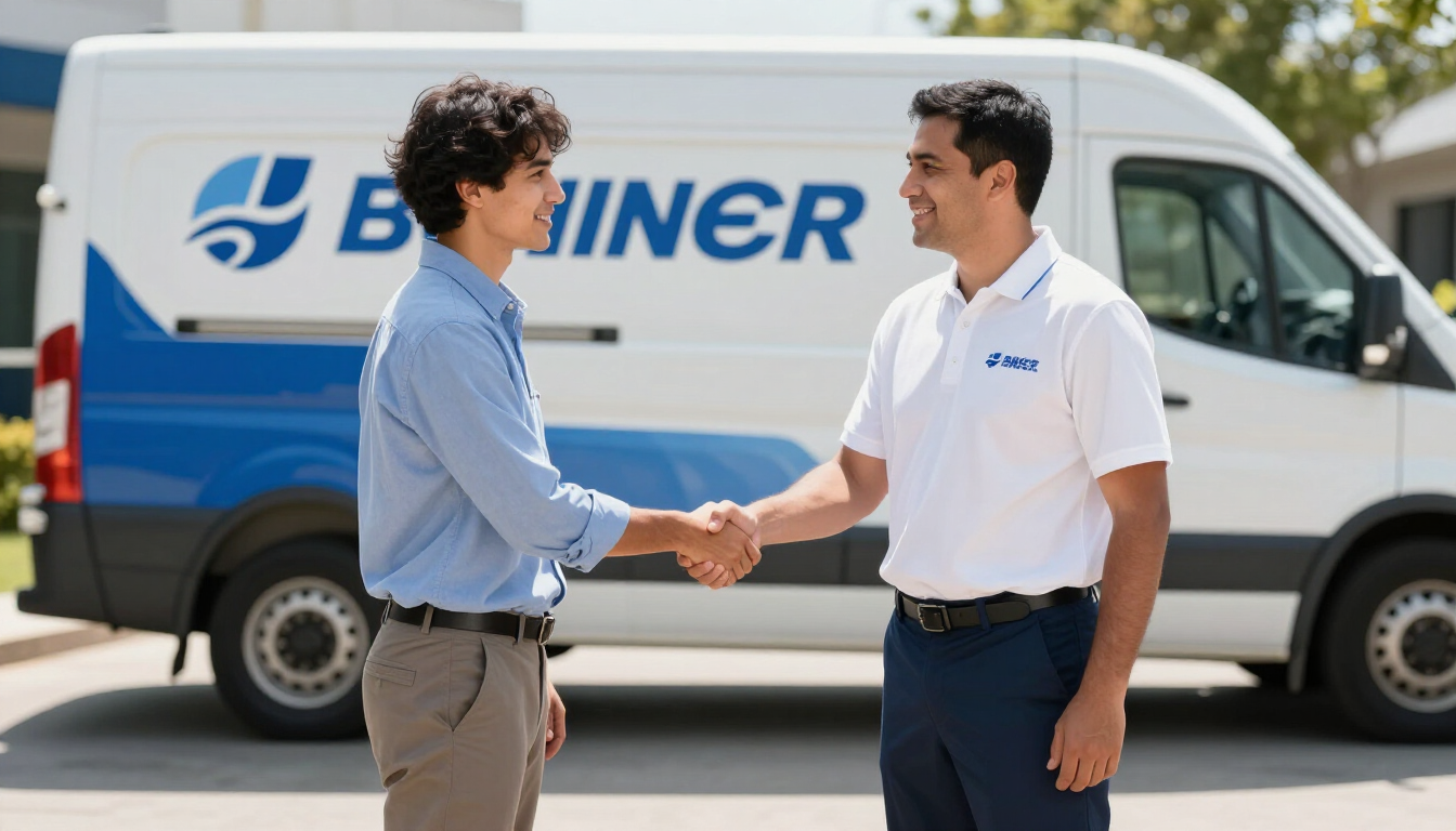 Service provider shaking hands with customer