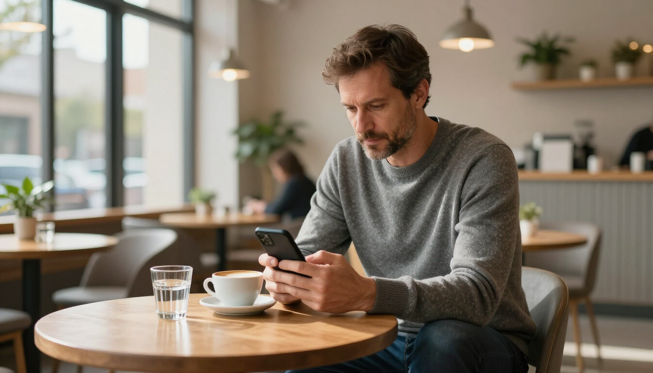 Customer using mobile device