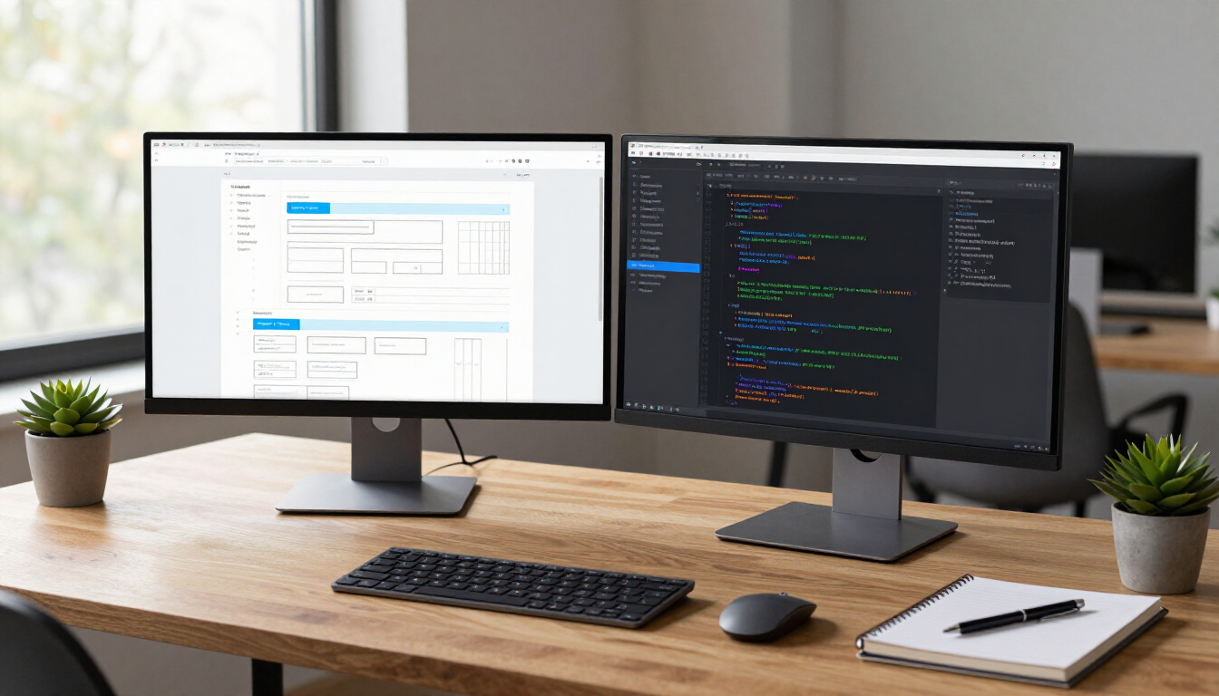 Web design wireframes on a computer screen