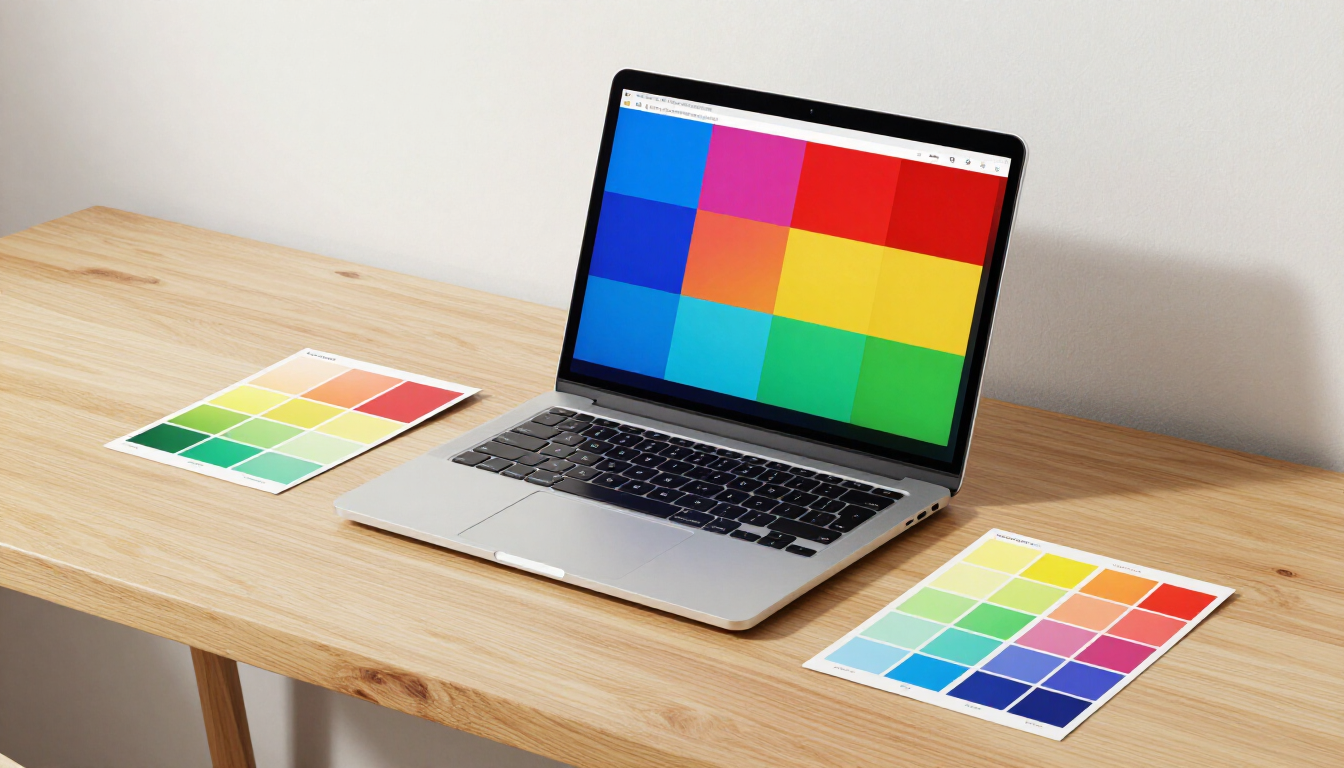 Modern web design workspace with color swatches