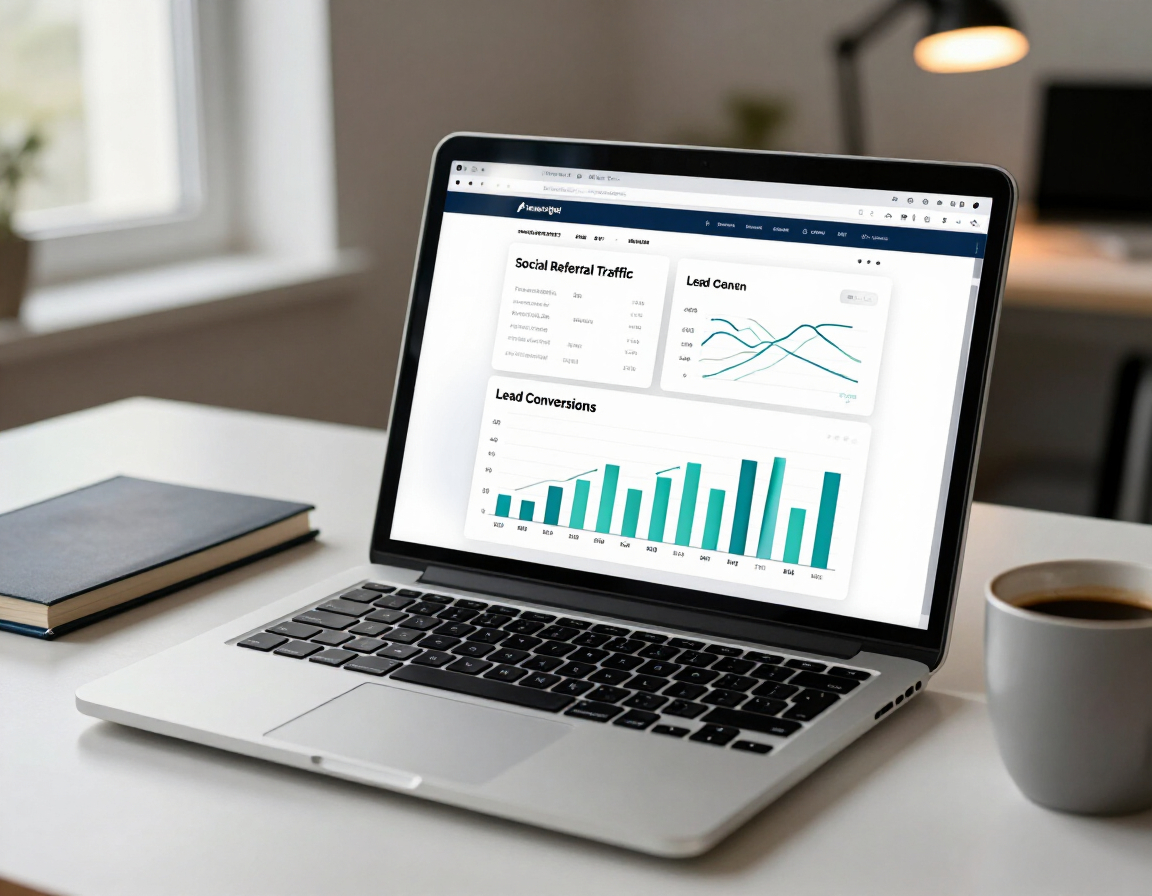 Business website analytics showing social referral traffic and conversions