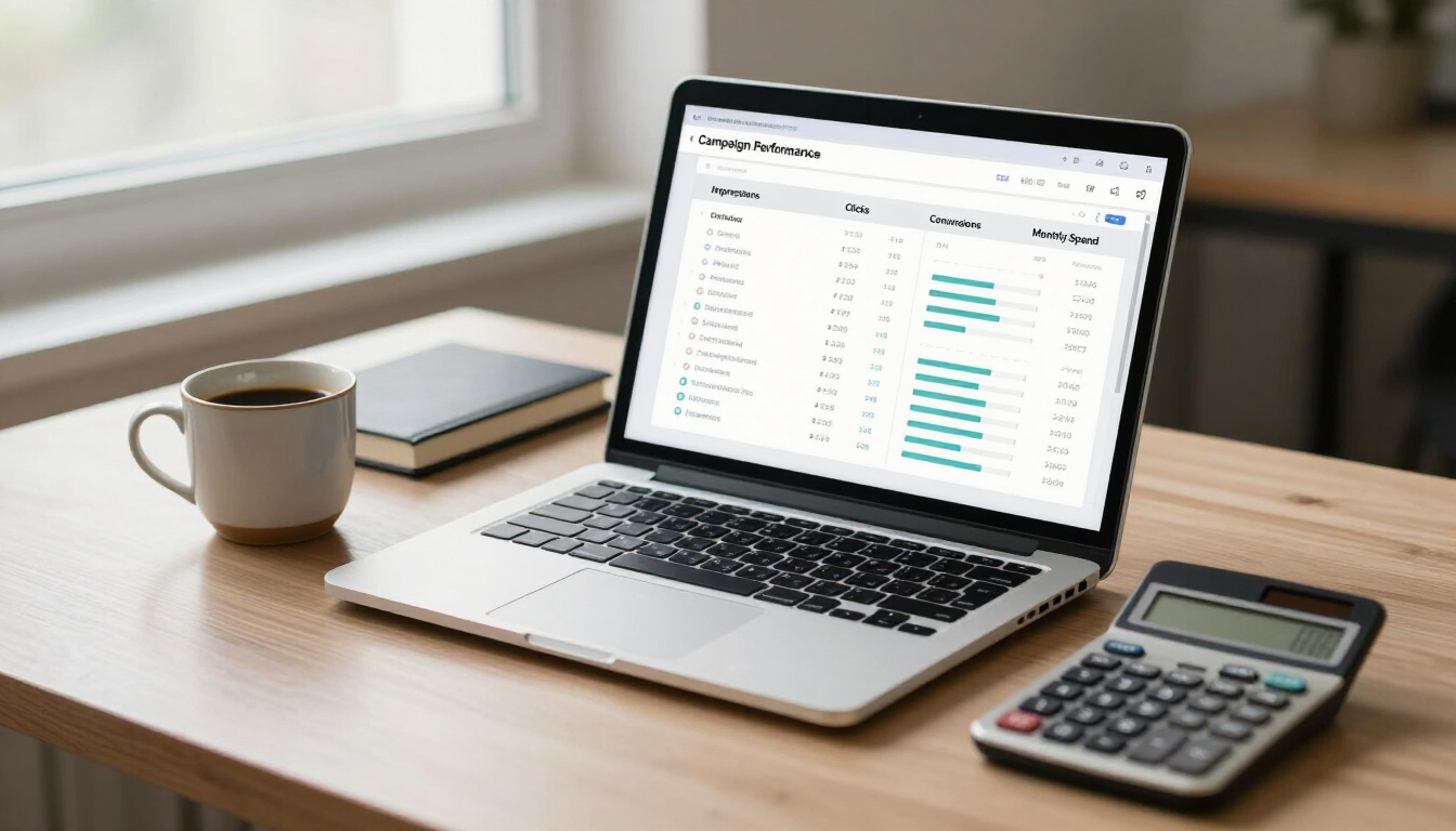 Marketing dashboard showing small-business campaign results