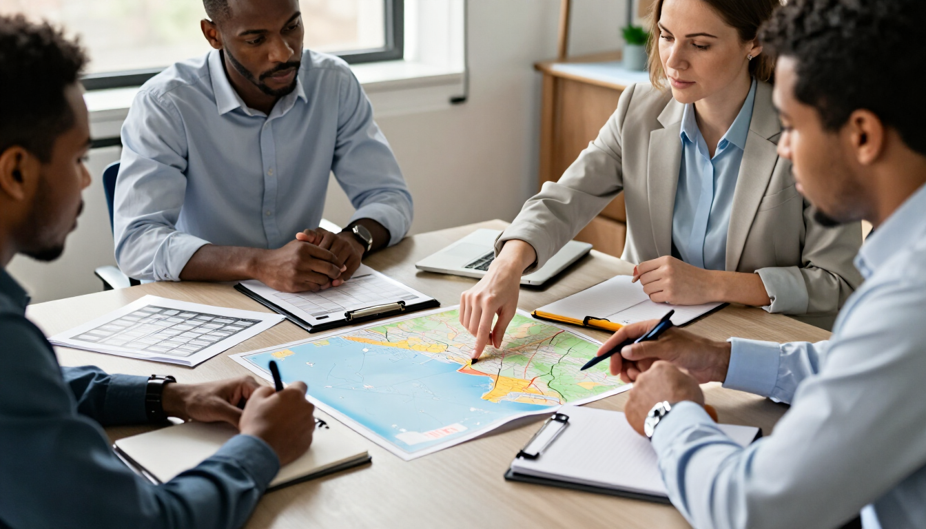 Local business owner planning a Southern Maryland service area map