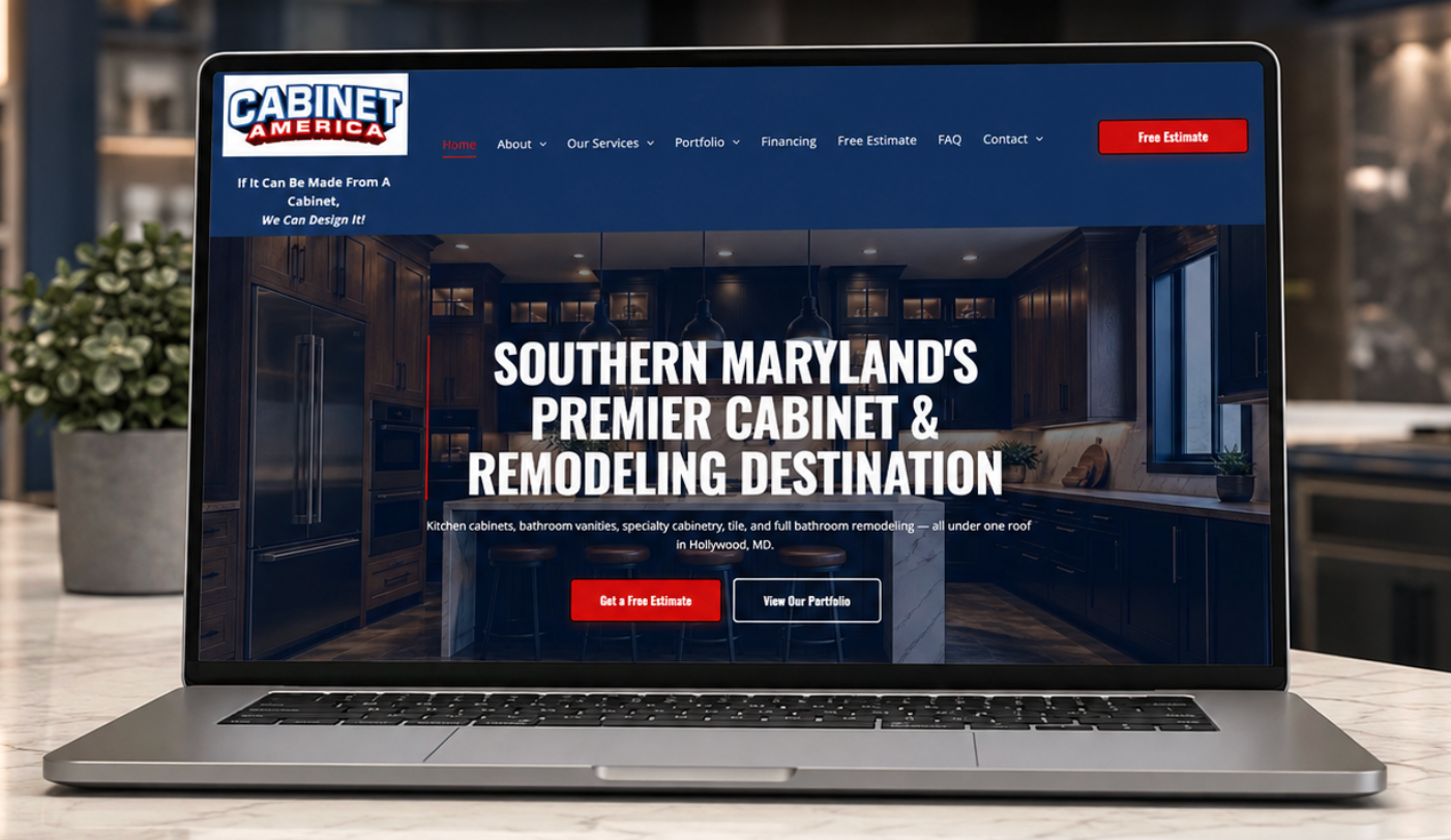 Website homepage for Bay Area Lighting and Electrical Services in Hayward, with an electrician working on a ceiling fixture