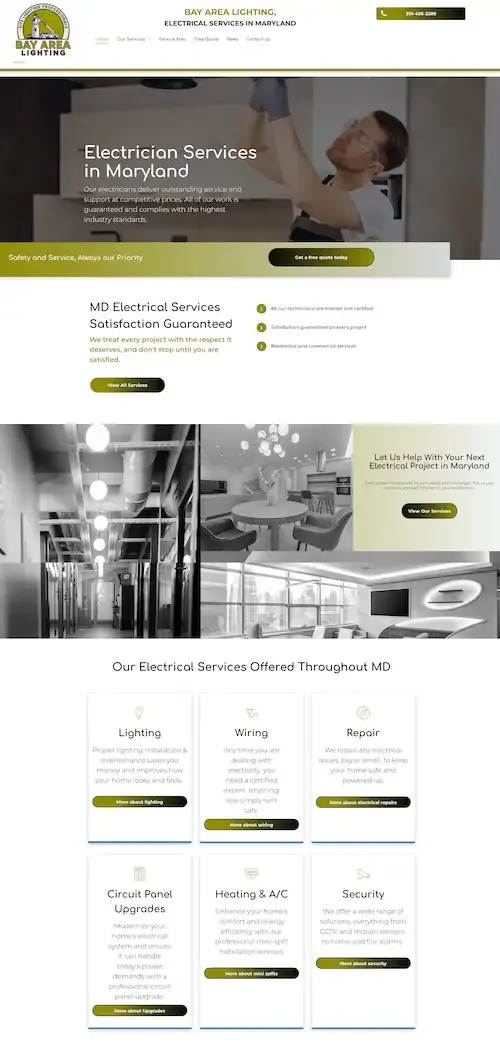 Website homepage for a dental clinic, with hero banner, services section, and appointment buttons